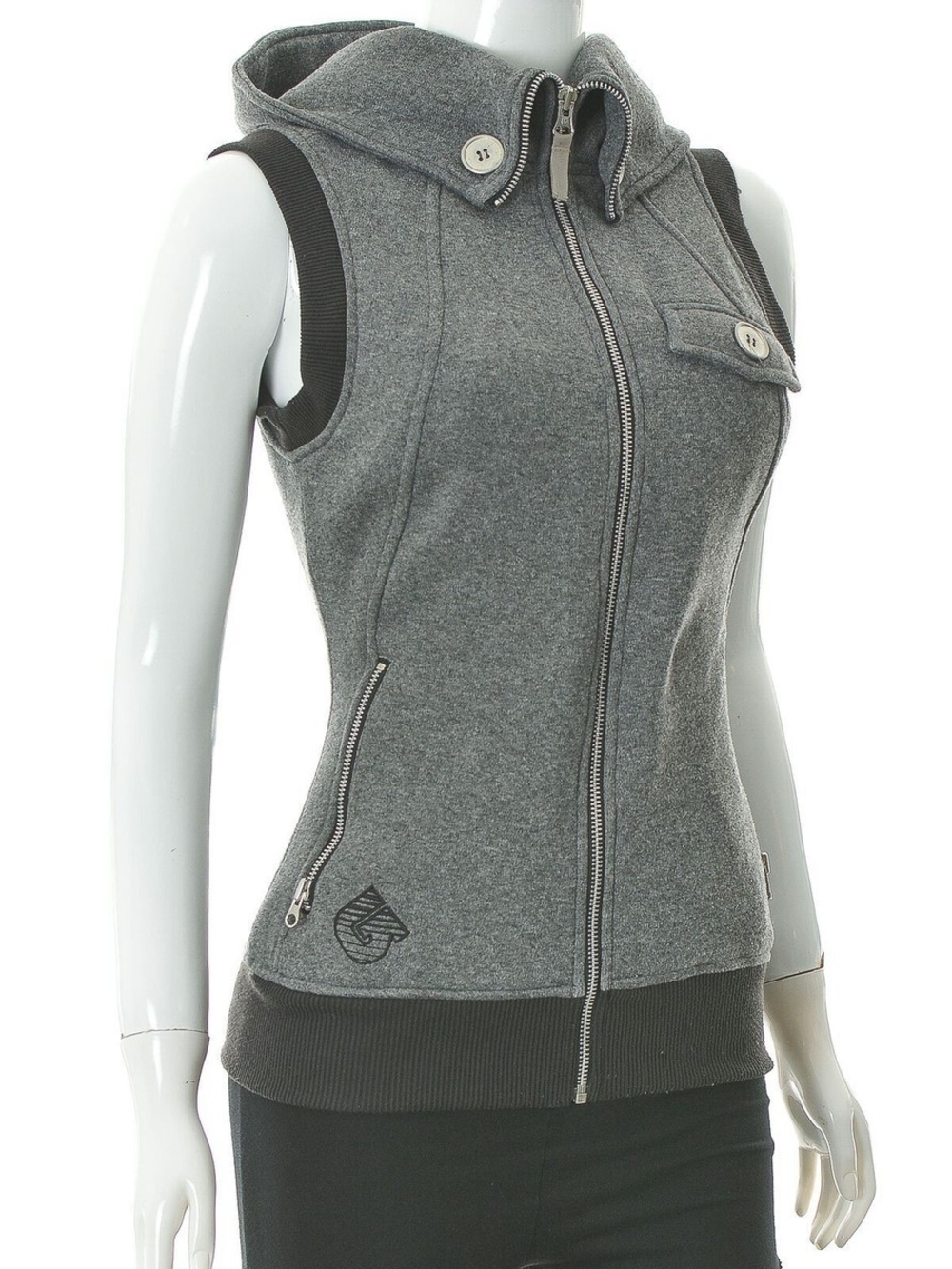 Burton Gray Zip-Up Hooded Sleeveless Vest